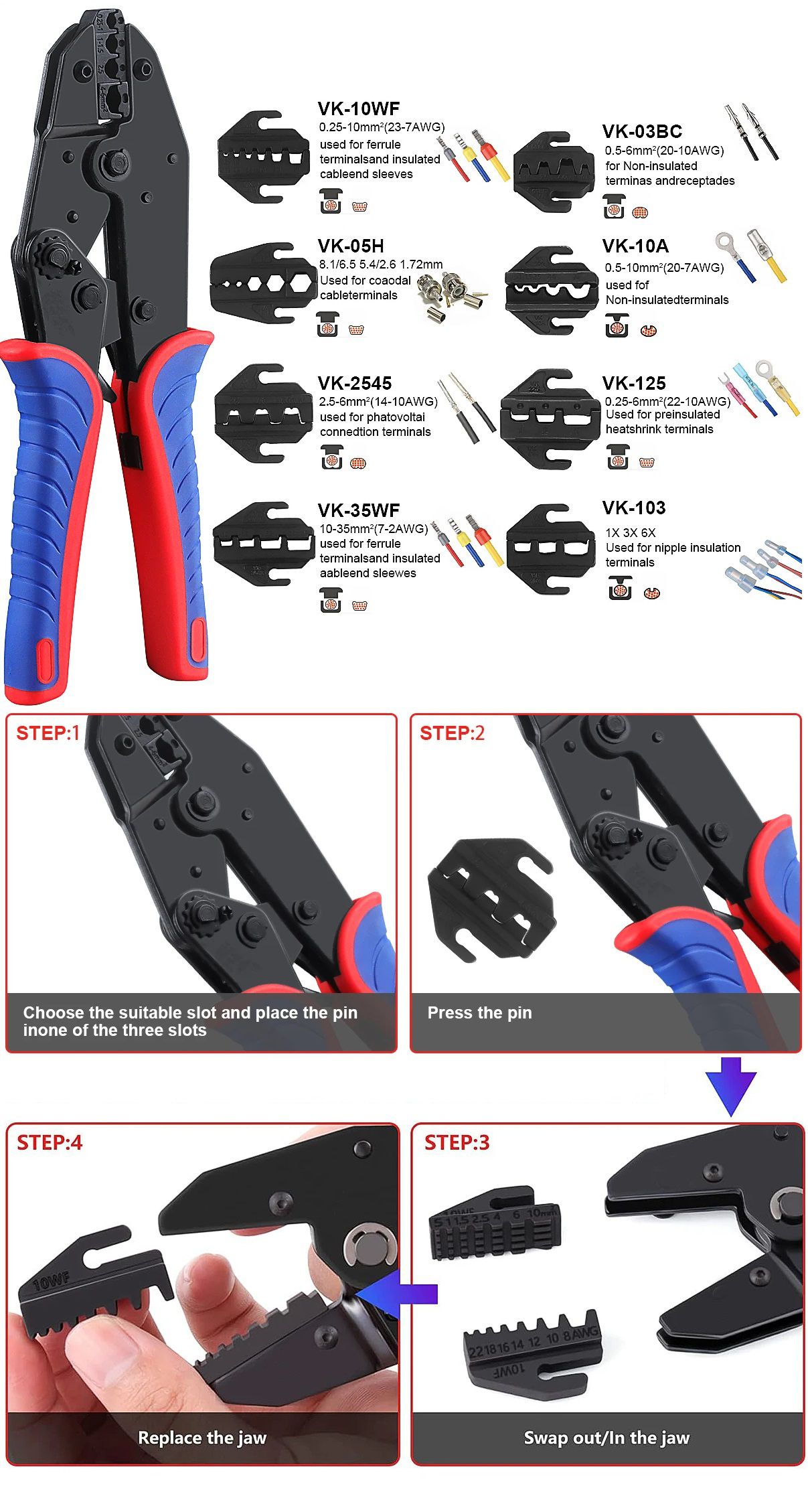 Alicates de crimpado Dupont, JST